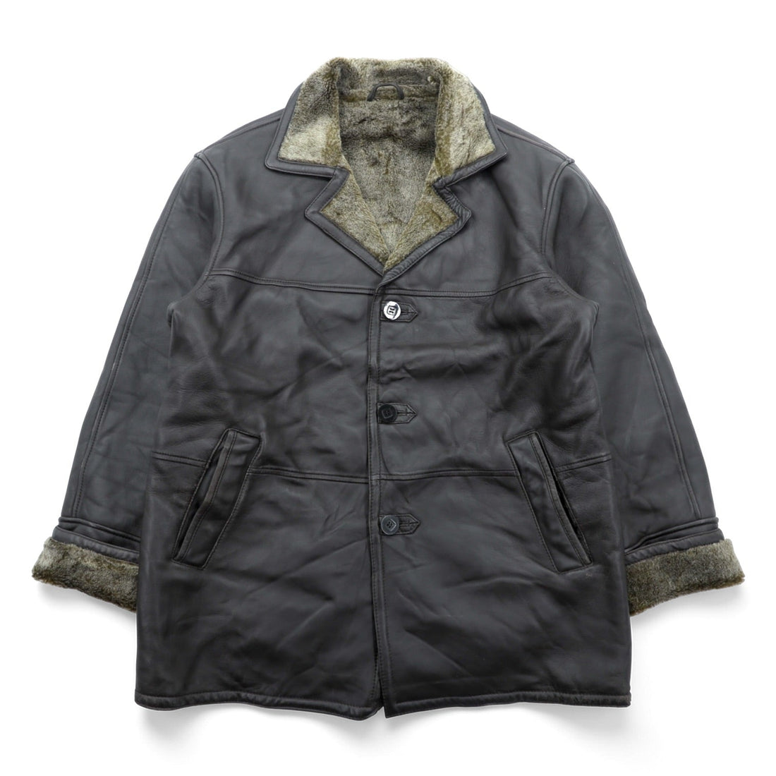 DANIER 本革 ムートンコート L レザー 裏ボア ダークブラウン カウハイド