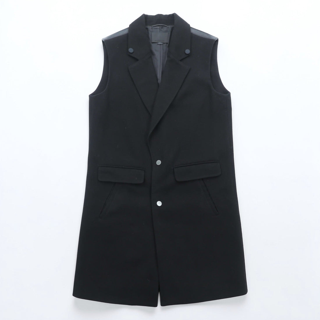 ALEXANDER WANG レザー切替 ノースリーブ コート ロングジレ S ブラック スナップボタン モード