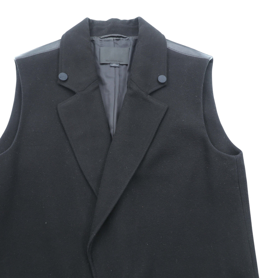 ALEXANDER WANG レザー切替 ノースリーブ コート ロングジレ S ブラック スナップボタン モード