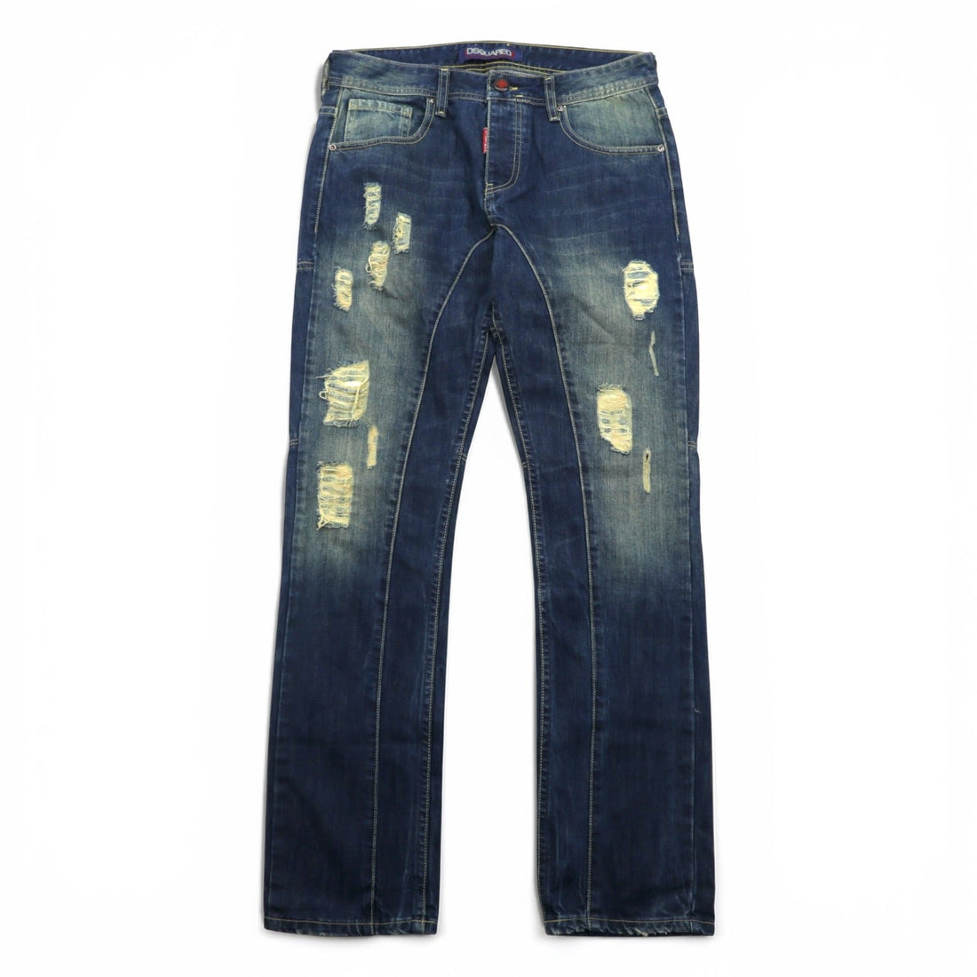 DSQUARED2 Distressed Denim Jeans Size 34/34 Made in Italy Destroyed Ripped Red Tag Fly