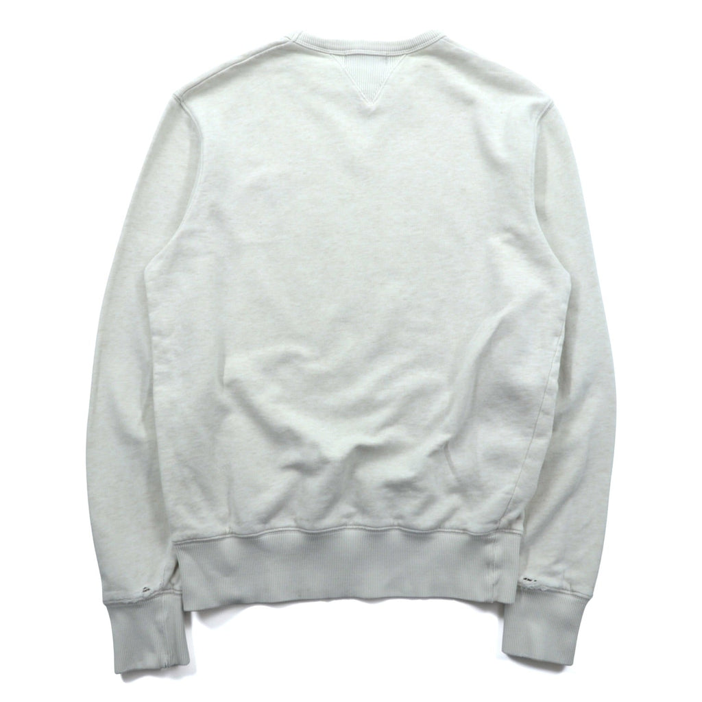 FRED PERRY 両V スウェット トレーナー S ホワイト ダメージ加工 ワンポイントロゴ M9315