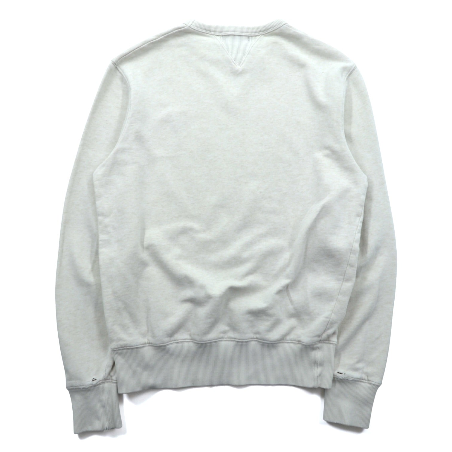 FRED PERRY 両V スウェット トレーナー S ホワイト ダメージ加工 ワンポイントロゴ M9315