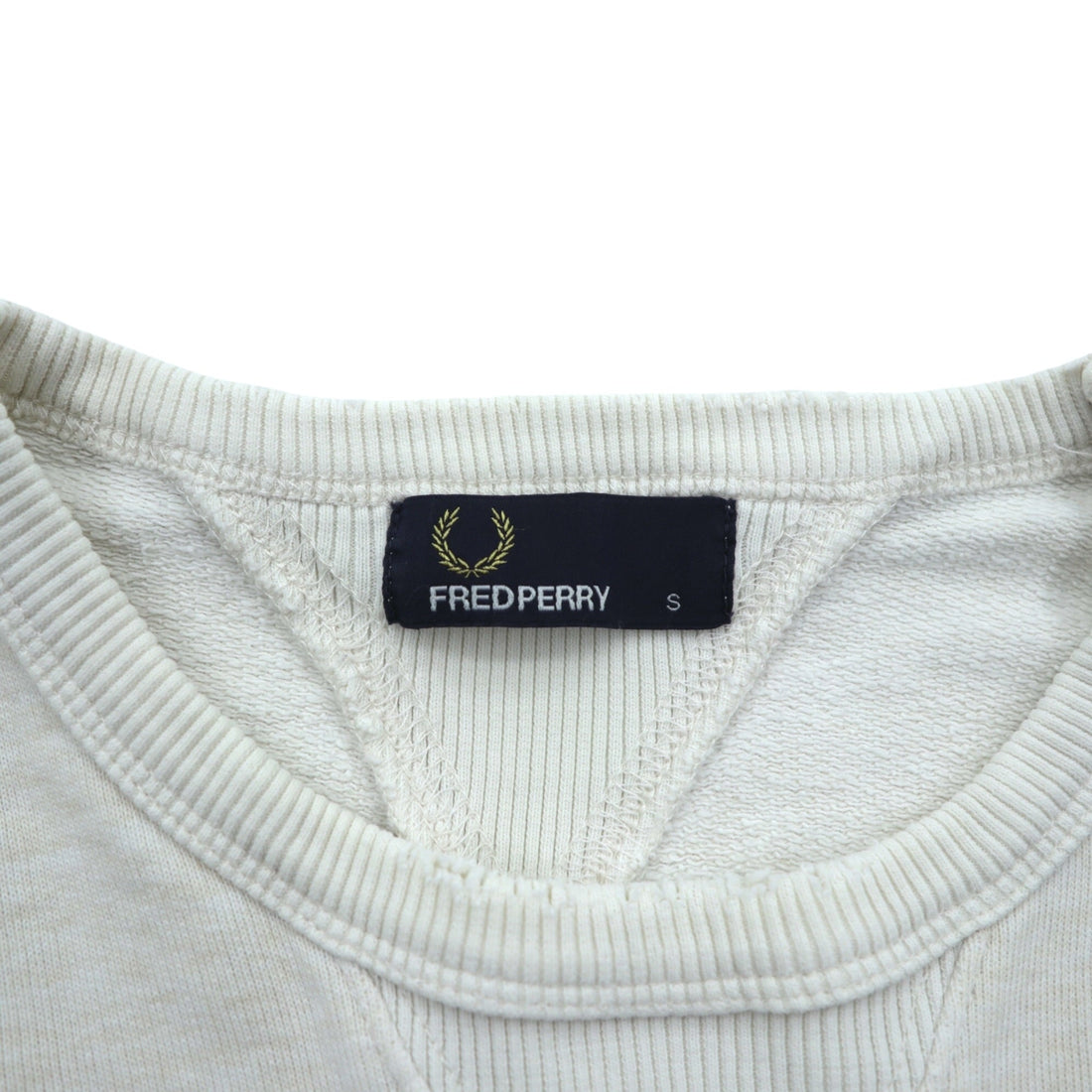 FRED PERRY Double V-Gusset Sweatshirt White Distressed One-point Logo M9315
