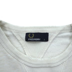 FRED PERRY 両V スウェット トレーナー S ホワイト ダメージ加工 ワンポイントロゴ M9315