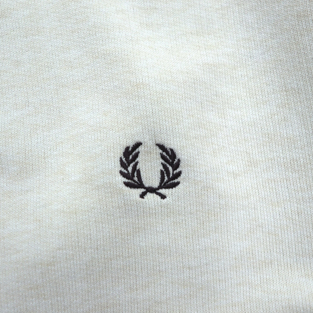 FRED PERRY 両V スウェット トレーナー S ホワイト ダメージ加工 ワンポイントロゴ M9315