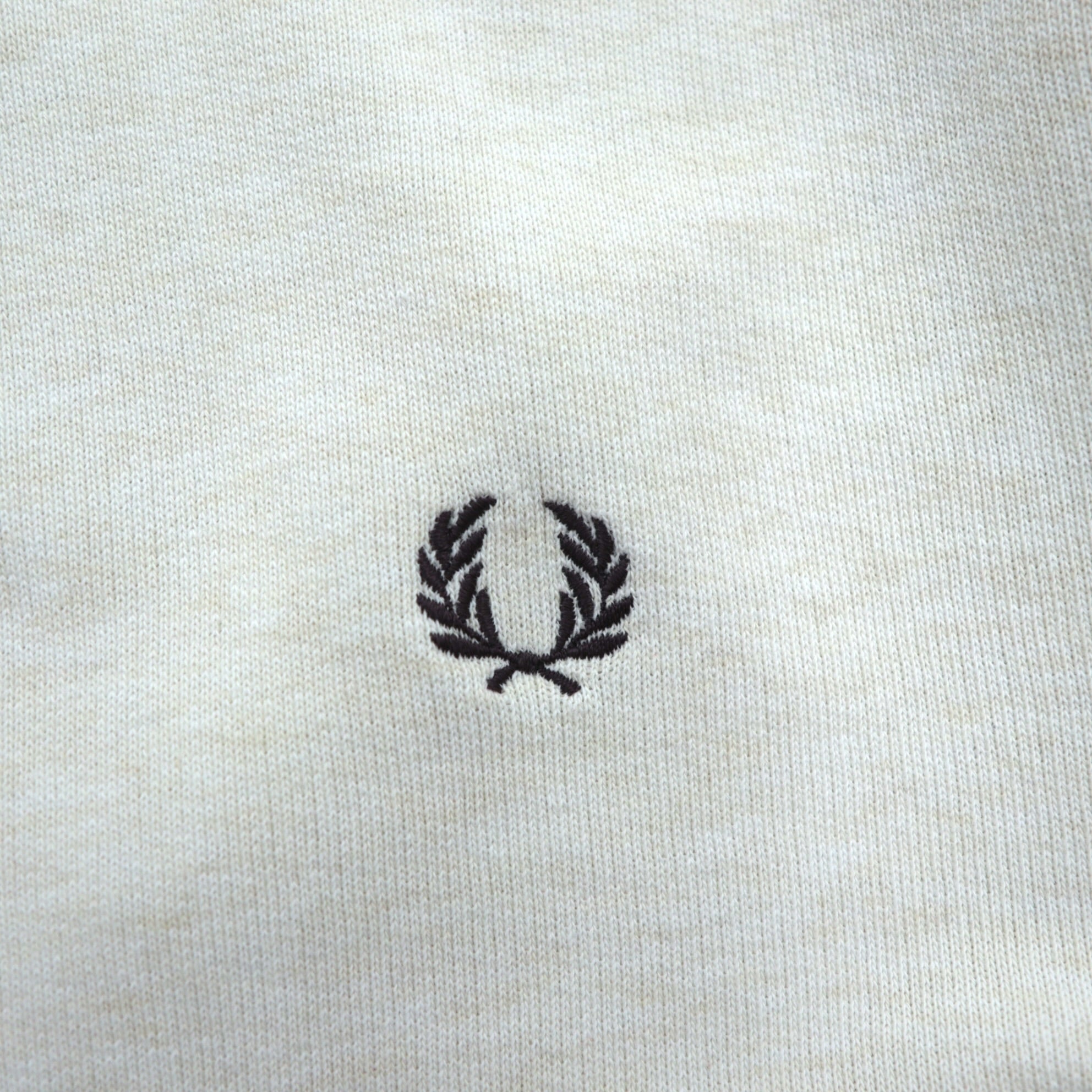 FRED PERRY 両V スウェット トレーナー S ホワイト ダメージ加工 ワンポイントロゴ M9315