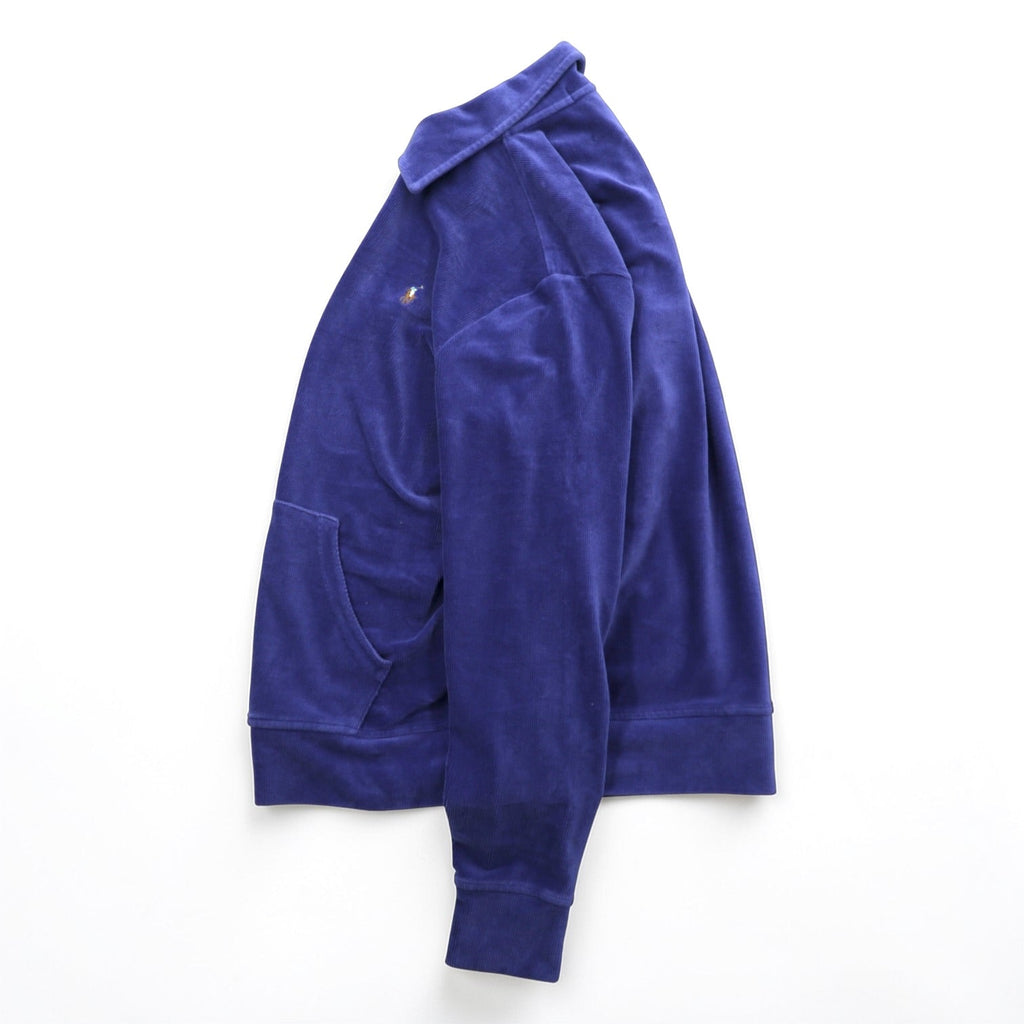 Polo Ralph Lauren ハーフジップ コーデュロイ スウェット トレーナー M ネイビー スモールポニー刺繍 フロント カンガルーポケット