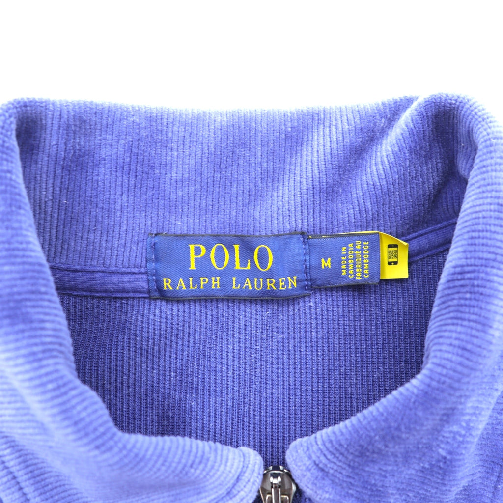 Polo Ralph Lauren ハーフジップ コーデュロイ スウェット トレーナー M ネイビー スモールポニー刺繍 フロント カンガルーポケット
