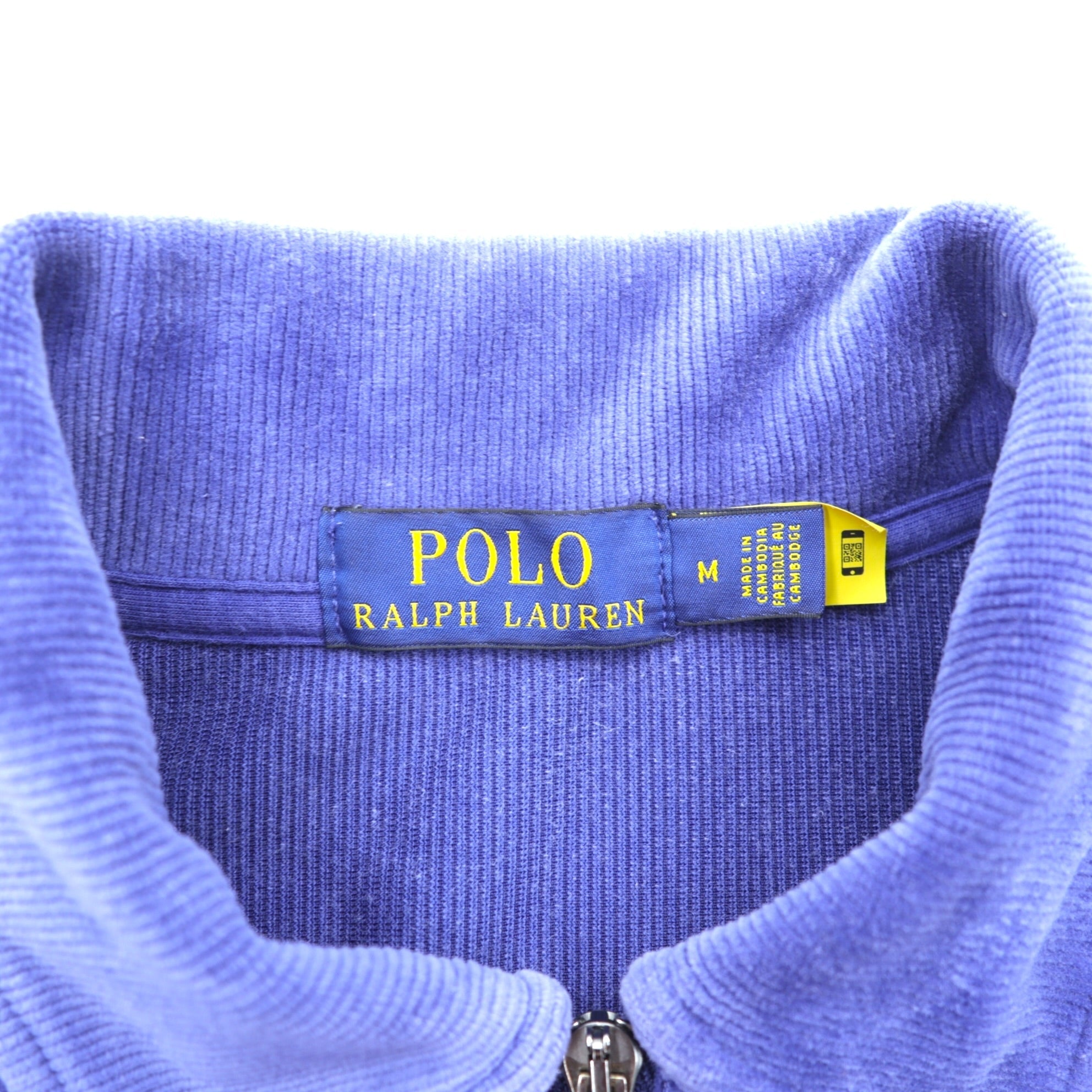 Polo Ralph Lauren ハーフジップ コーデュロイ スウェット トレーナー M ネイビー スモールポニー刺繍 フロント カンガルーポケット