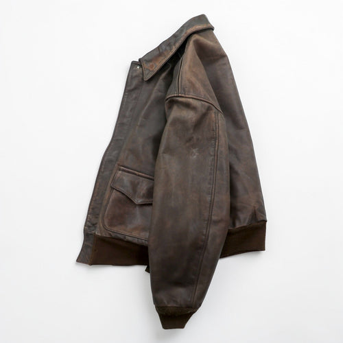 AVIREX USA Vintage Horsehide A-2 Leather Flight Jacket XL Brown 1978-01 SCOVILL GRIPPER Zips