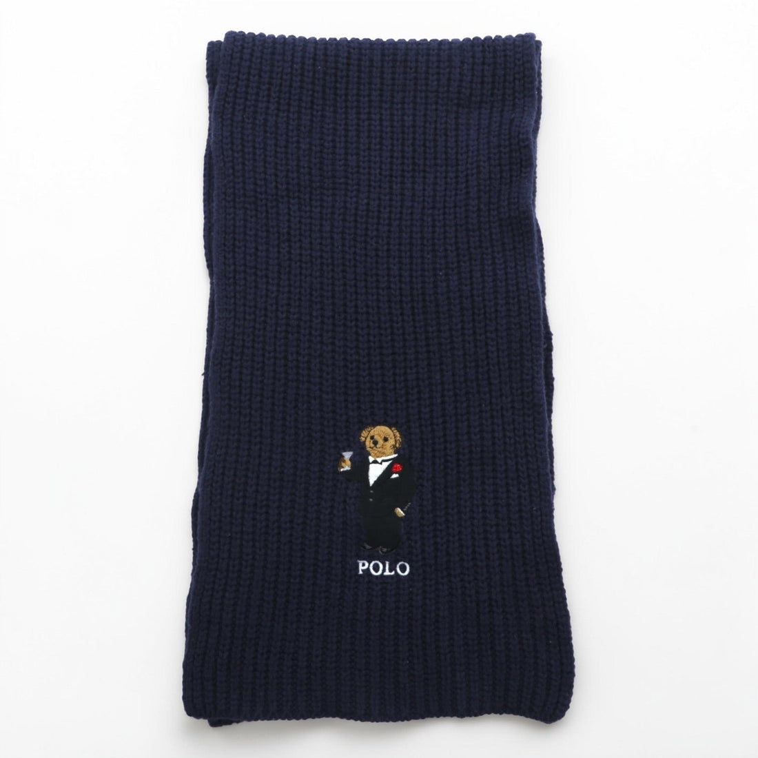 Polo Ralph Lauren Polo Bear Scarf Navy Rib Knit Tuxedo