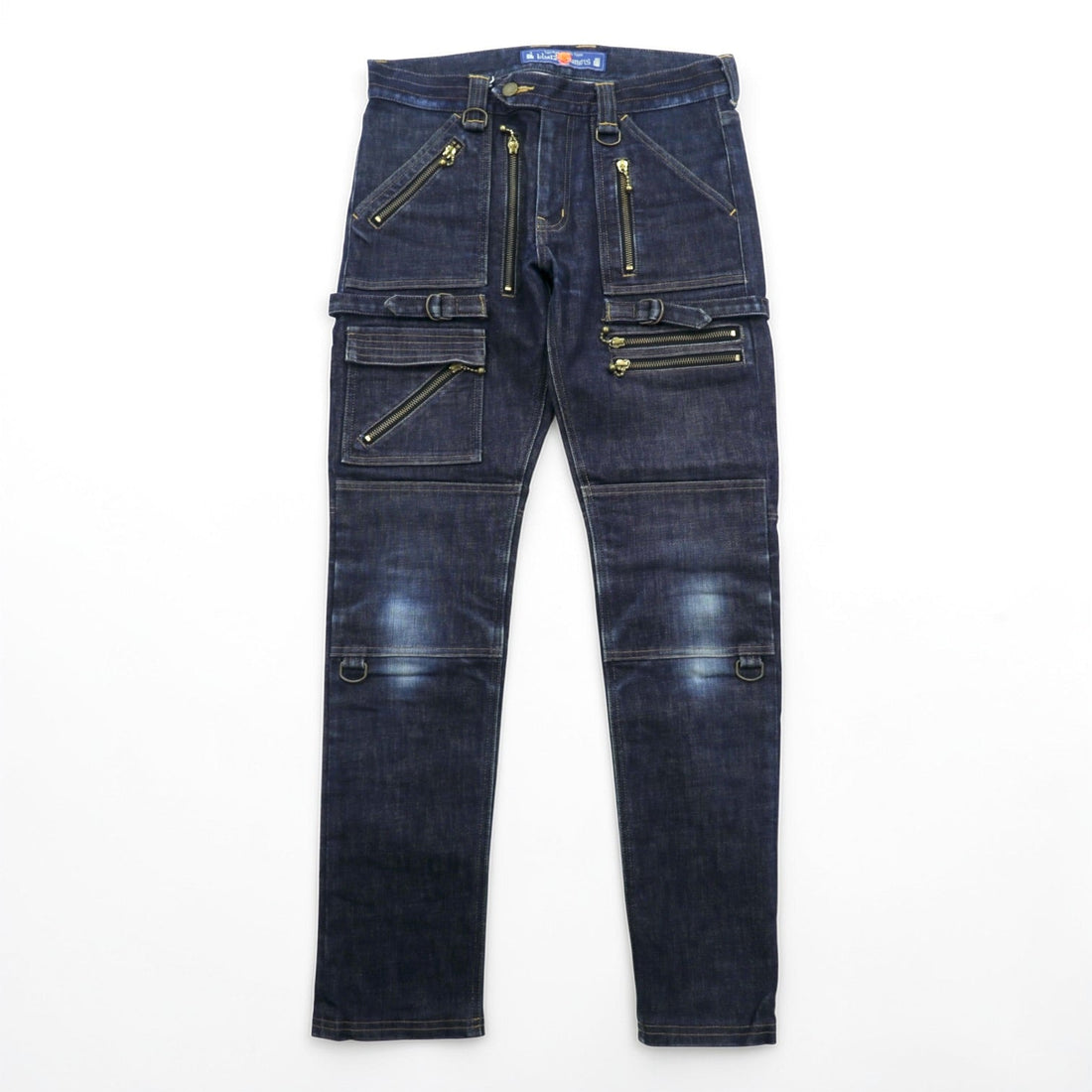 blackmeans Gold Zip Slim Denim Pants Jeans M Indigo Stretch Made in Japan