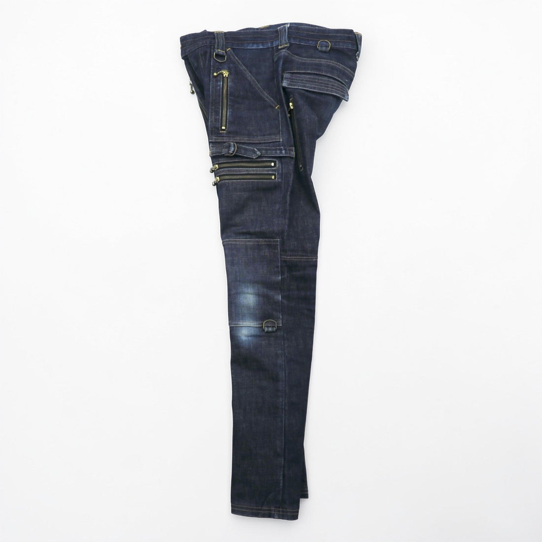blackmeans Gold Zip Slim Denim Pants Jeans M Indigo Stretch Made in Japan