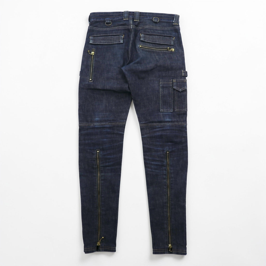 blackmeans Gold Zip Slim Denim Pants Jeans M Indigo Stretch Made in Japan