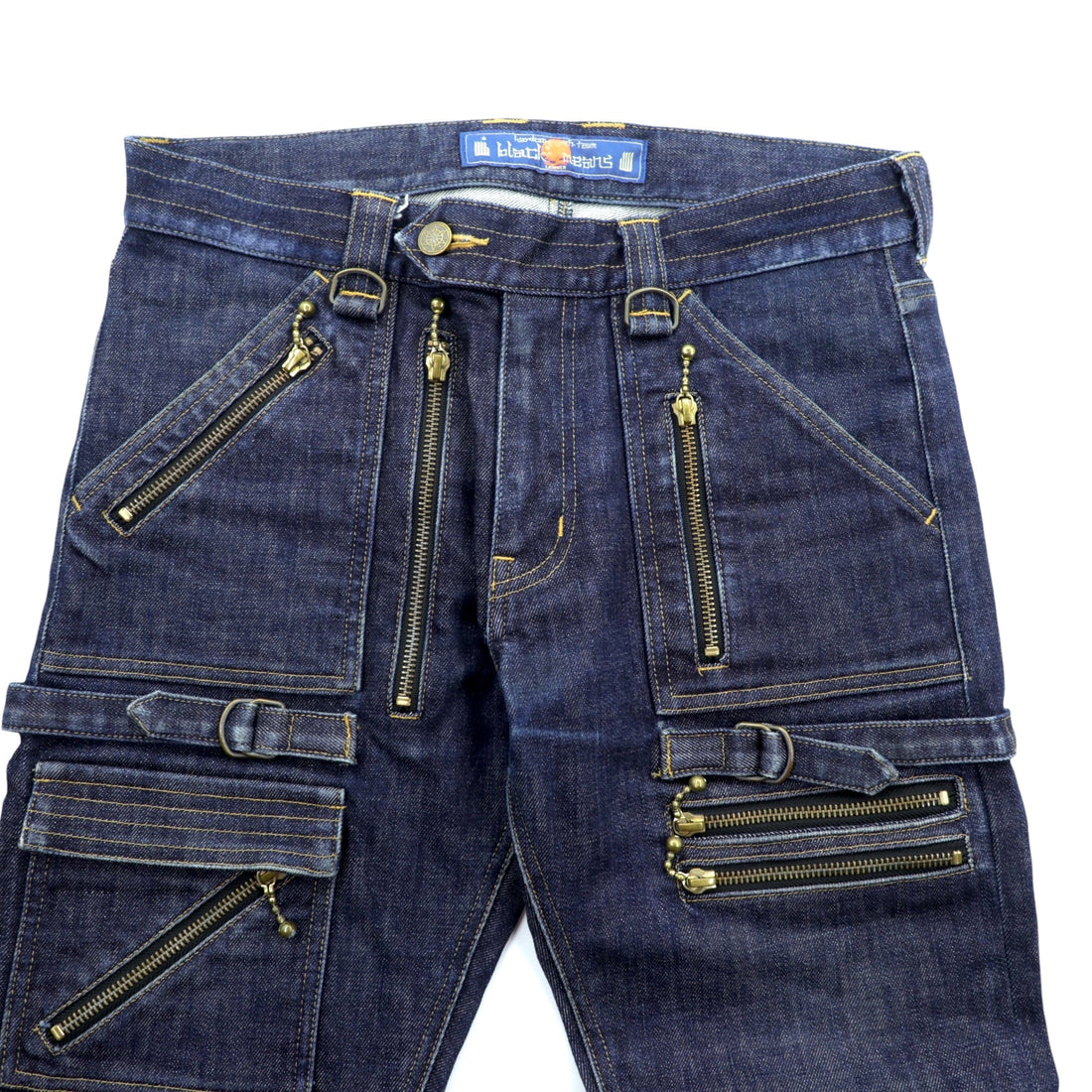 blackmeans Gold Zip Slim Denim Pants Jeans M Indigo Stretch Made in Japan
