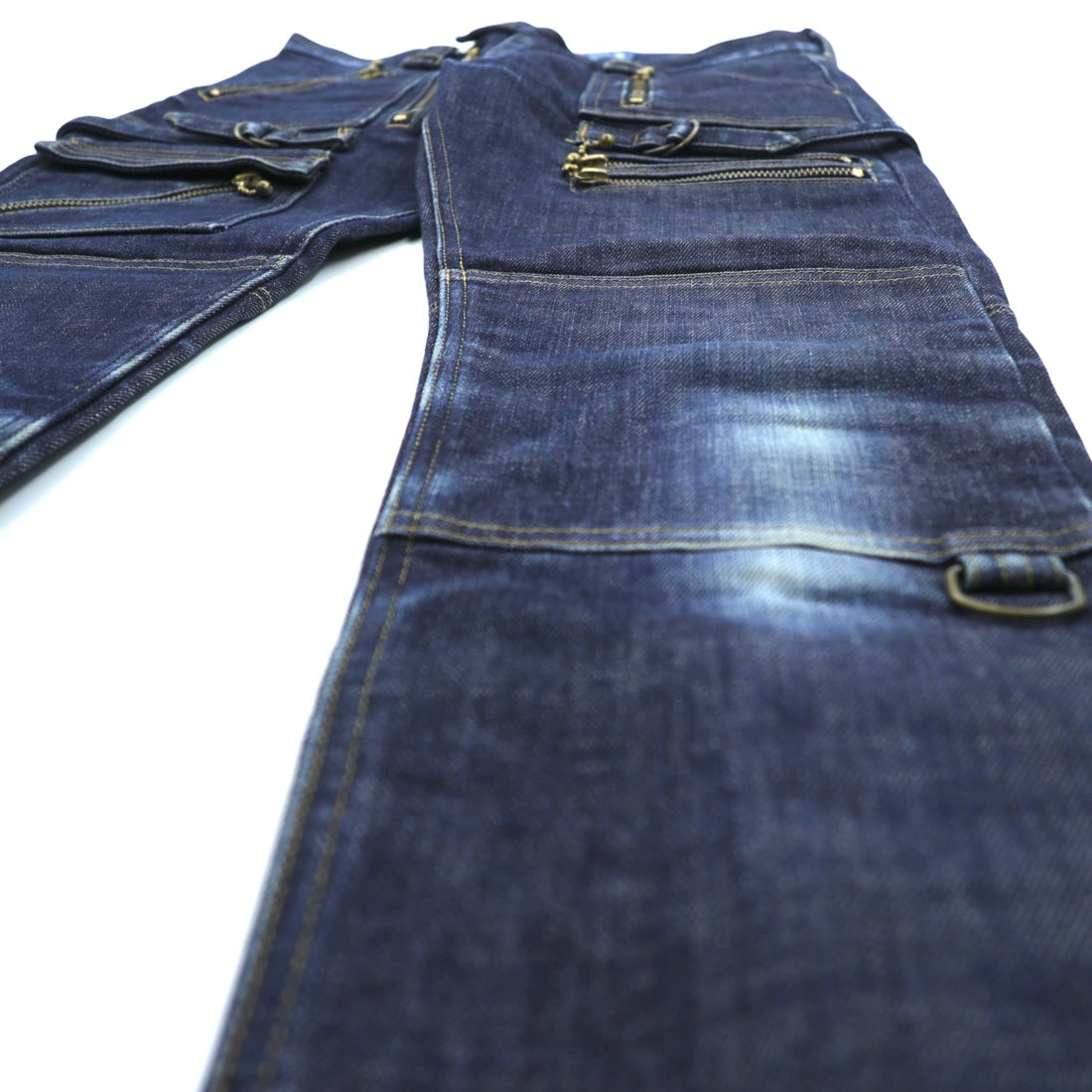 blackmeans Gold Zip Slim Denim Pants Jeans M Indigo Stretch Made in Japan
