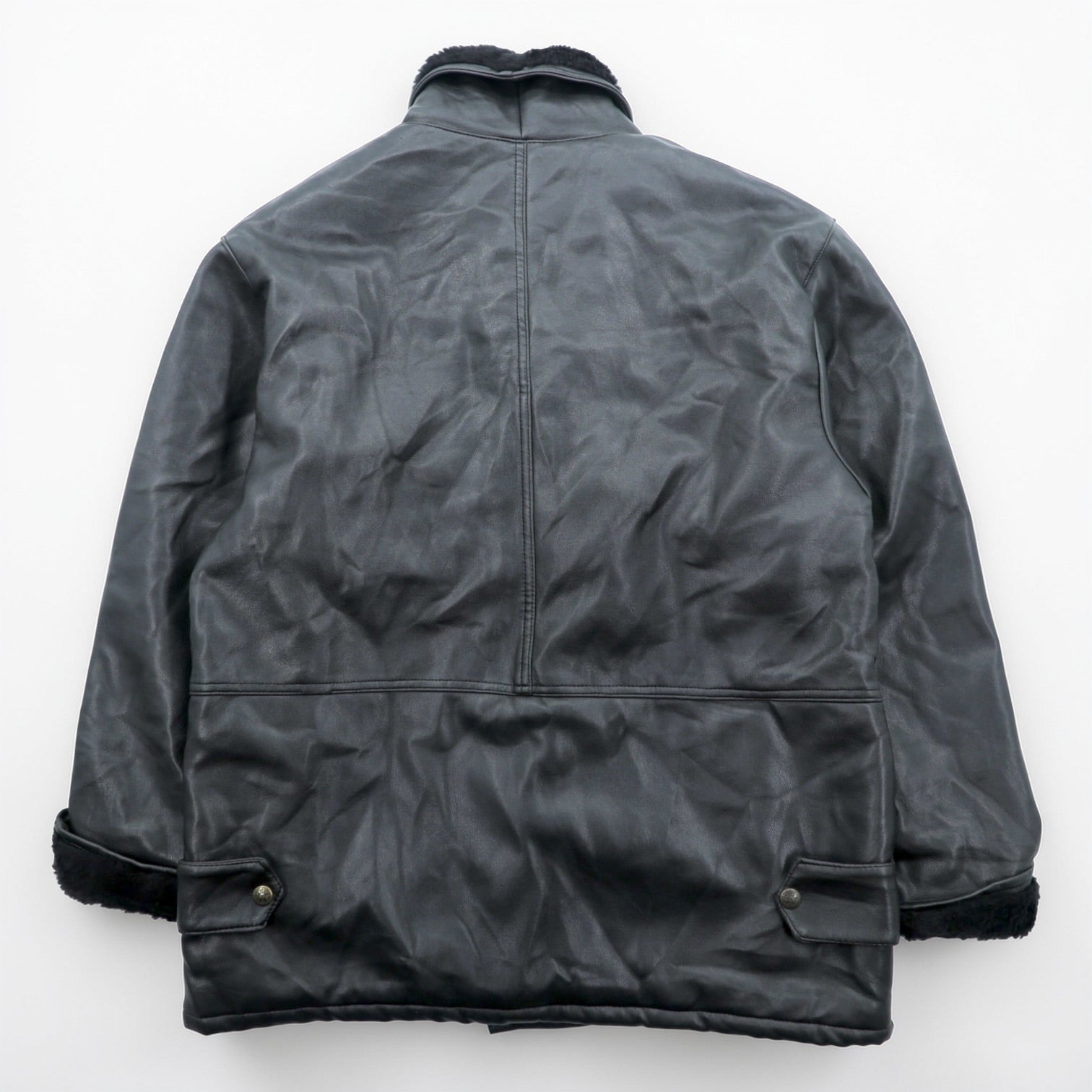 T. SHEALING 80年代 イタリア製 ユーロヴィンテージ ショールカラー ムートンコート L ブラック 裏ボア シアリング