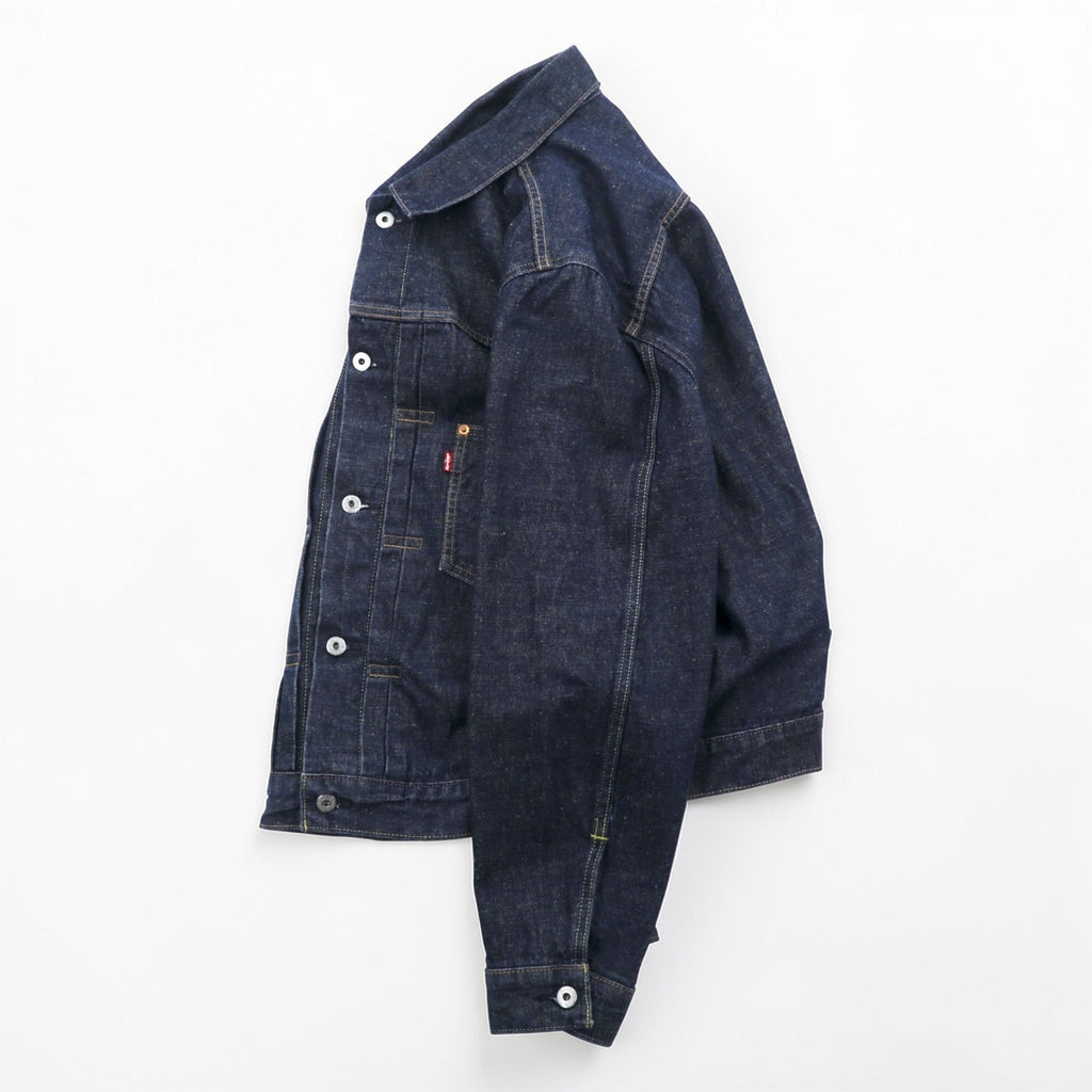Levi's PREMIUM タイプ 1st 大戦モデル デニムジャケット ビッグE 赤耳 Gジャン L セルビッジ TYPE1 A3174-0002 ダブルプリーツ シンチバック レザーパッチ 濃紺 リジット