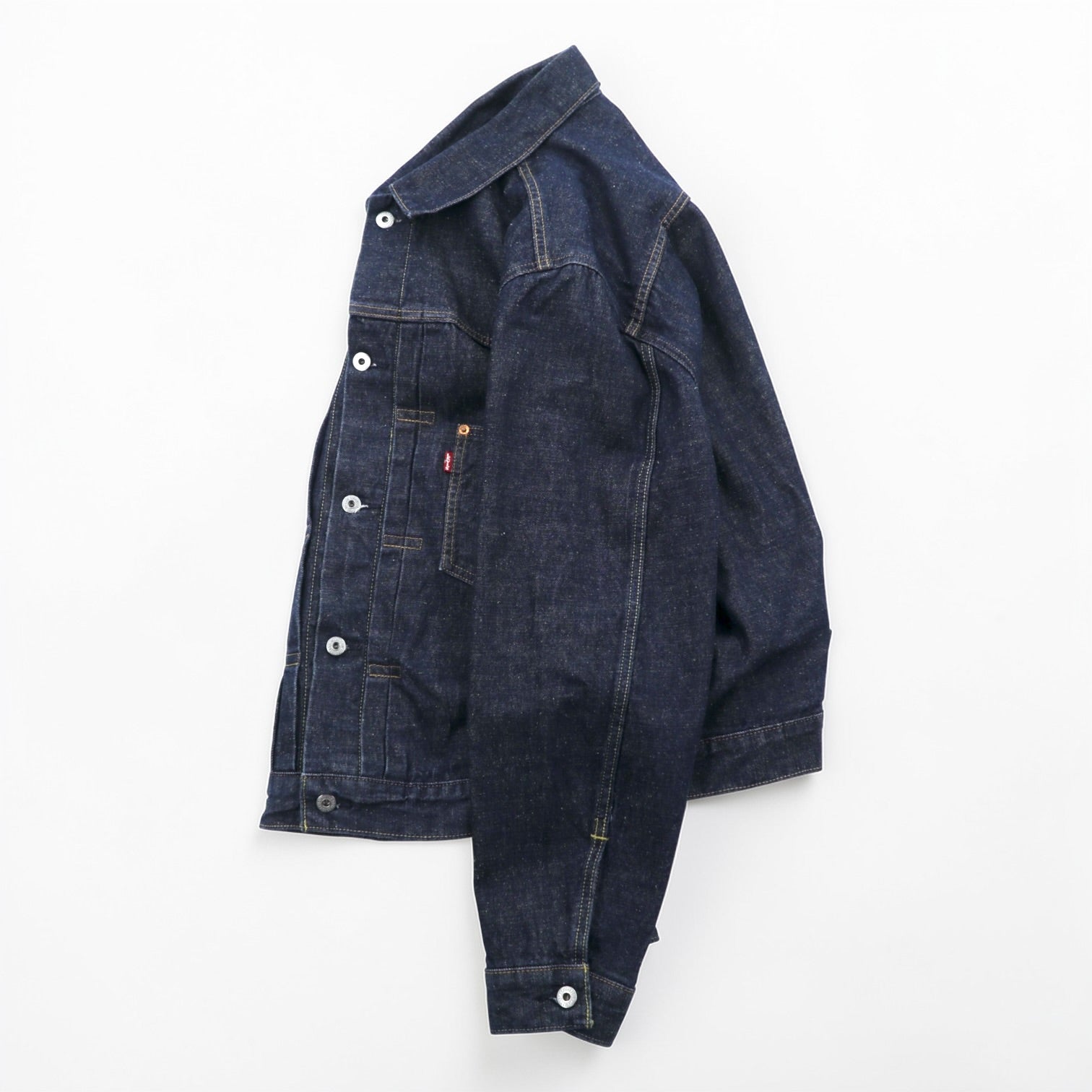 Levi's PREMIUM タイプ 1st 大戦モデル デニムジャケット ビッグE 赤耳 Gジャン L セルビッジ TYPE1 A3174-0002 ダブルプリーツ シンチバック レザーパッチ 濃紺 リジット