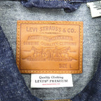 Levi's PREMIUM タイプ 1st 大戦モデル デニムジャケット ビッグE 赤耳 Gジャン L セルビッジ TYPE1 A3174-0002 ダブルプリーツ シンチバック レザーパッチ 濃紺 リジット