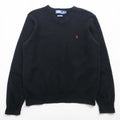 Polo Ralph Lauren 90年代 Vネック ニット セーター L ブラック ラムウール 羊毛 ITALIAN YARN スモールポニー刺繍