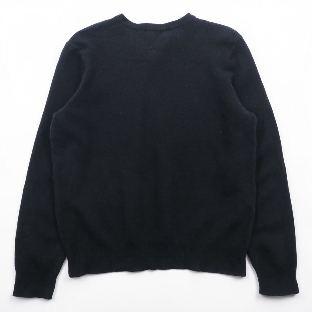 Polo Ralph Lauren 90年代 Vネック ニット セーター L ブラック ラムウール 羊毛 ITALIAN YARN スモールポニー刺繍