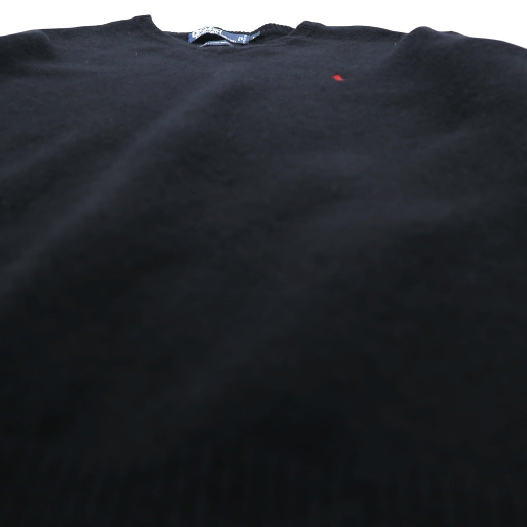 Polo Ralph Lauren 90年代 Vネック ニット セーター L ブラック ラムウール 羊毛 ITALIAN YARN スモールポニー刺繍