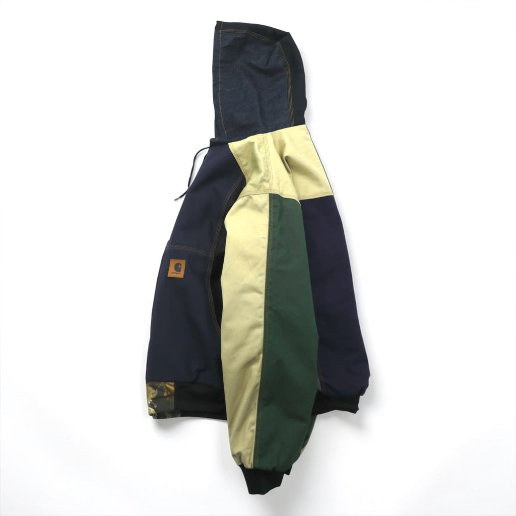carhartt リメイク 再構築 カラーブロック ダック アクティブジャケット パーカー L マルチカラー クレイジーパターン