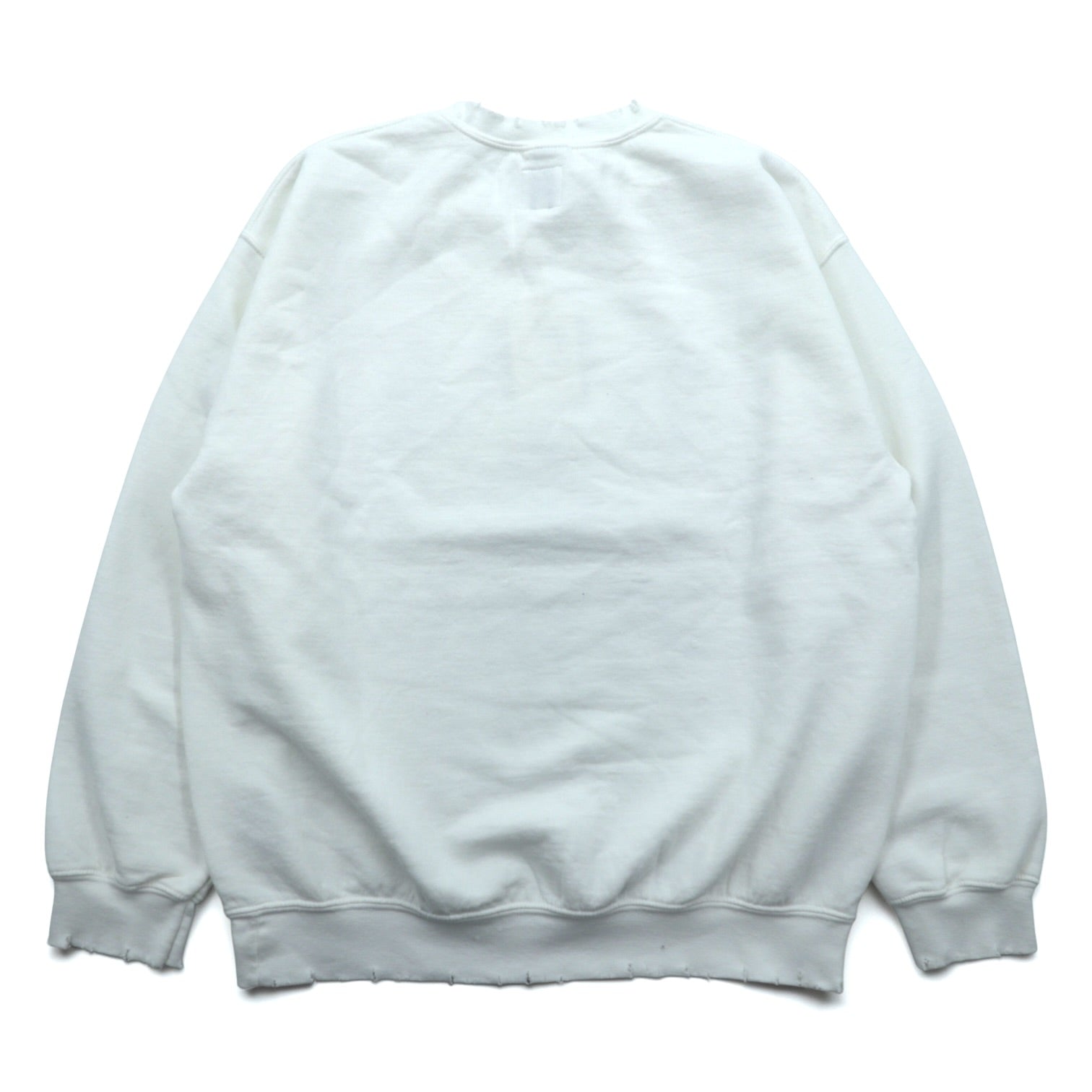 Sasquatchfabrix. ヴィンテージ加工 スウェット トレーナー L ホワイト 労働者を大切に VINTAGE SWEATSHIRT 22AW-CSS-004