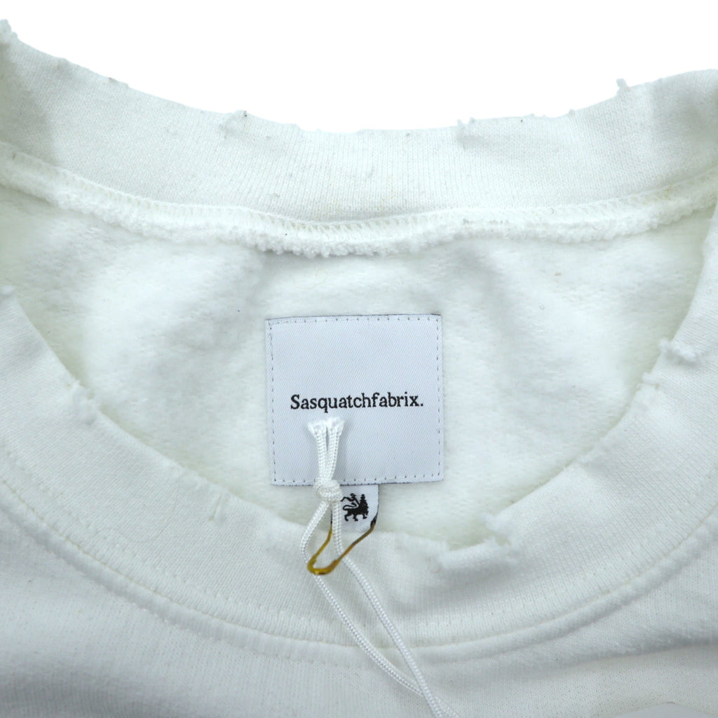 Sasquatchfabrix. ヴィンテージ加工 スウェット トレーナー L ホワイト 労働者を大切に VINTAGE SWEATSHIRT 22AW-CSS-004