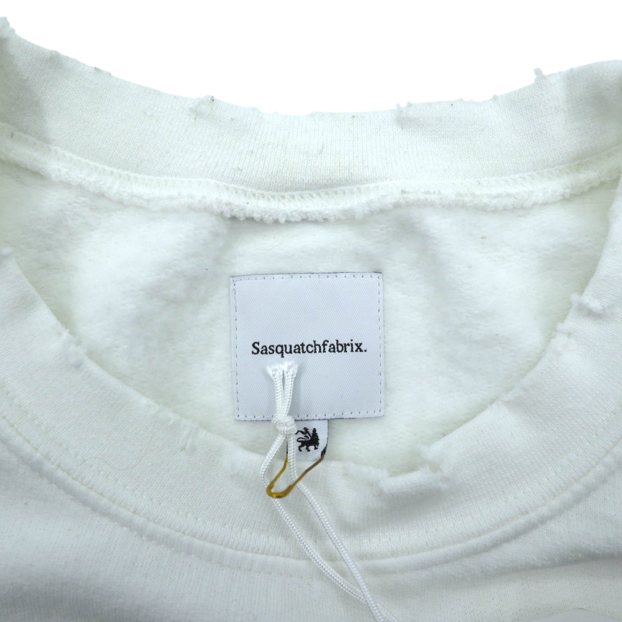 Sasquatchfabrix. ヴィンテージ加工 スウェット トレーナー L ホワイト 労働者を大切に VINTAGE SWEATSHIRT 22AW-CSS-004