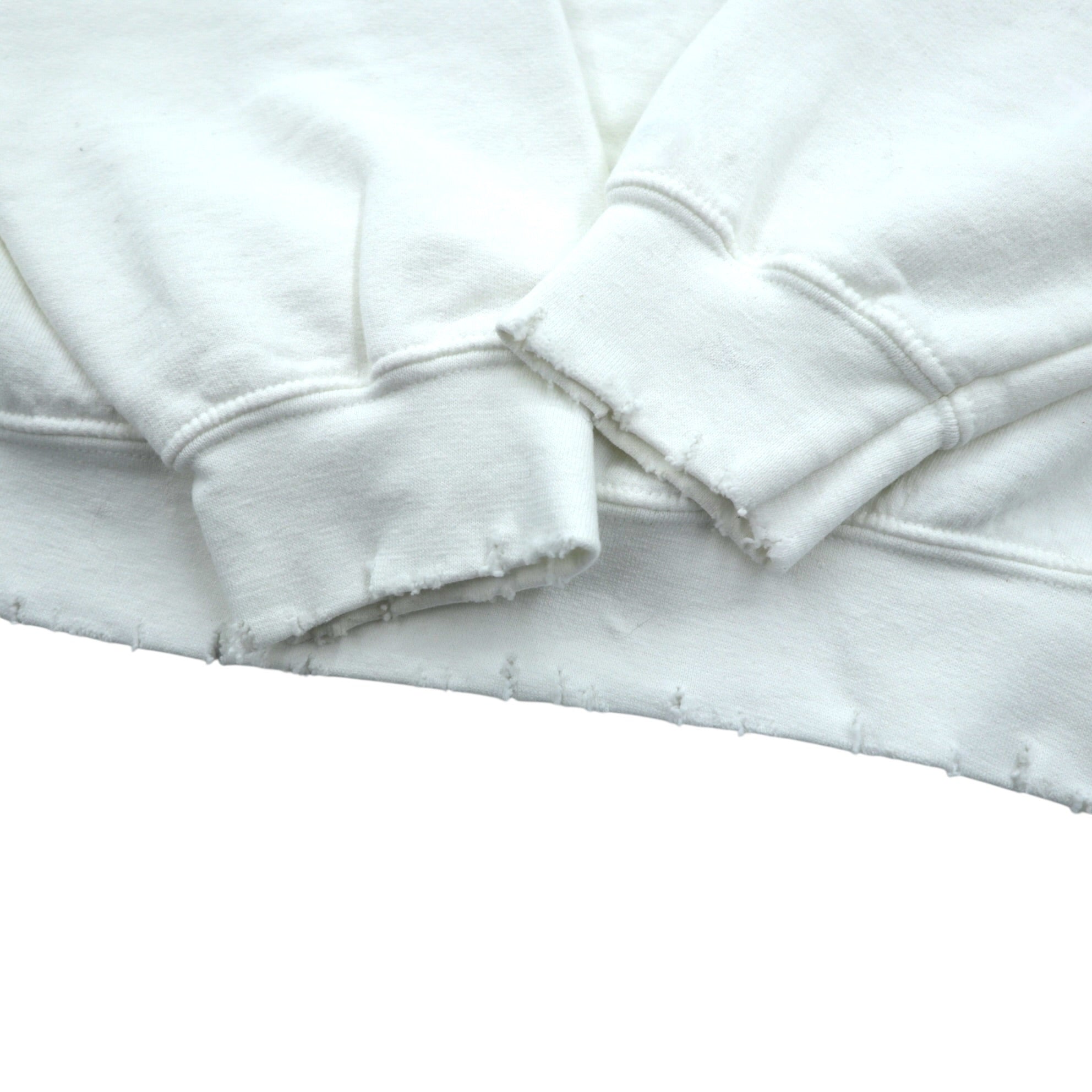 Sasquatchfabrix. ヴィンテージ加工 スウェット トレーナー L ホワイト 労働者を大切に VINTAGE SWEATSHIRT 22AW-CSS-004