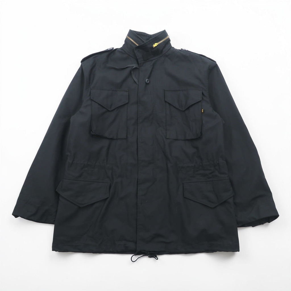 ALPHA INDUSTRIES, INC. USA製 M-65 フィールドジャケット ミリタリージャケット L ブラック ドローコード エポレット 8415-01-099-7838 US ARMY 米軍