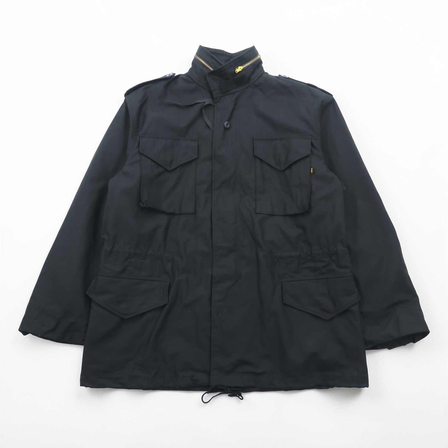 ALPHA INDUSTRIES, INC. USA製 M-65 フィールドジャケット ミリタリージャケット L ブラック ドローコード エポレット 8415-01-099-7838 US ARMY 米軍
