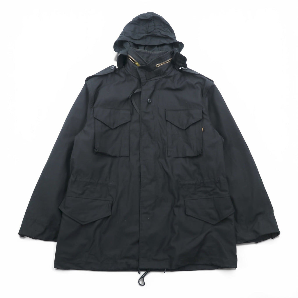 ALPHA INDUSTRIES, INC. USA製 M-65 フィールドジャケット ミリタリージャケット L ブラック ドローコード エポレット 8415-01-099-7838 US ARMY 米軍