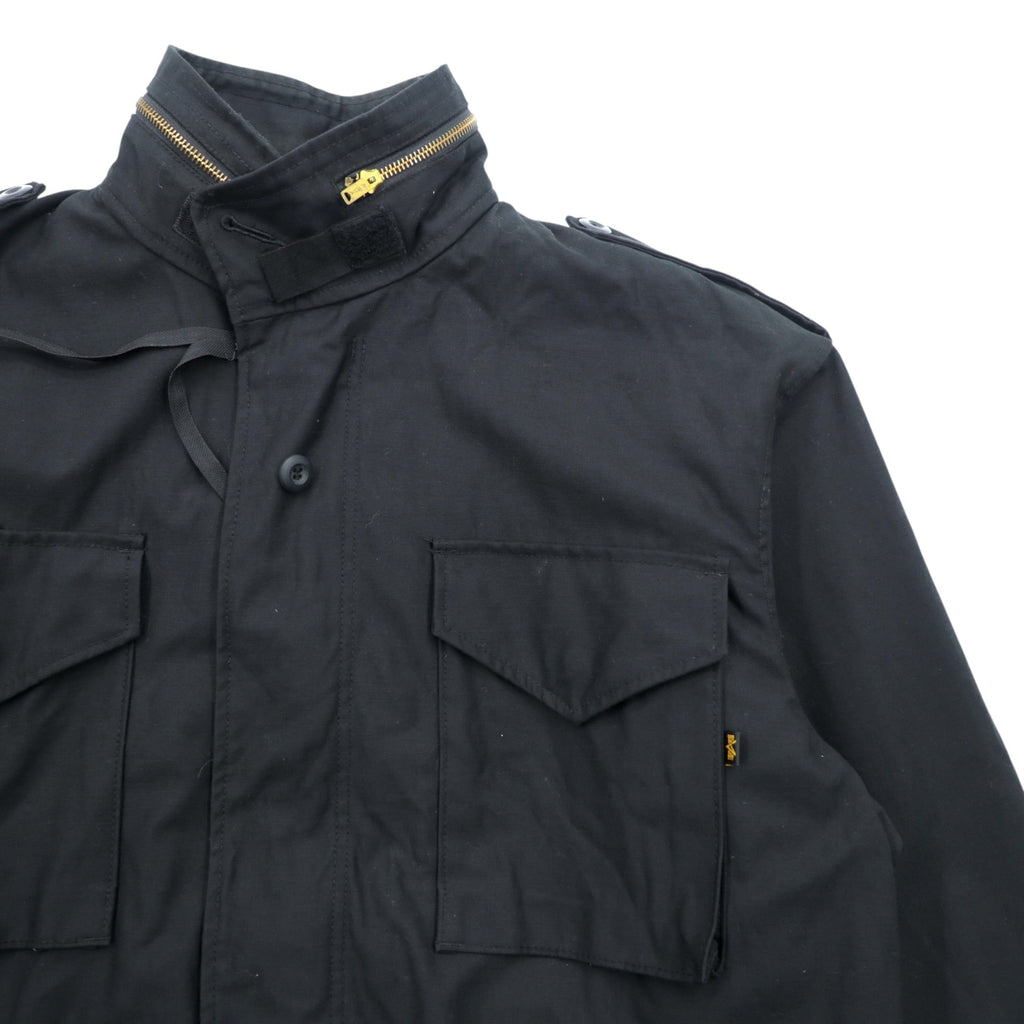 ALPHA INDUSTRIES, INC. USA製 M-65 フィールドジャケット ミリタリージャケット L ブラック ドローコード エポレット 8415-01-099-7838 US ARMY 米軍