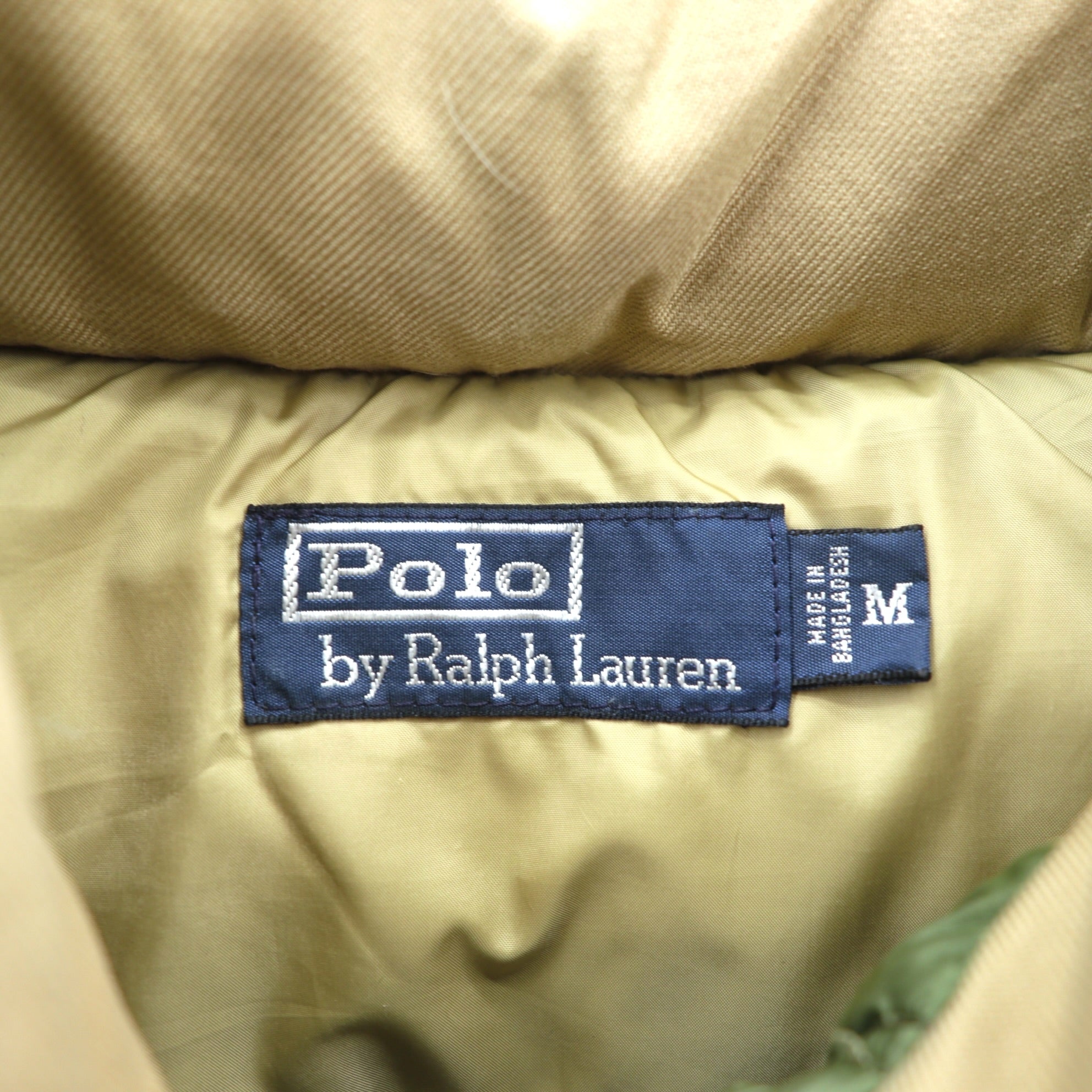 Polo Ralph Lauren 90年代 ナイロン ダウンベスト M カーキ スモールポニー ロゴ 刺繍