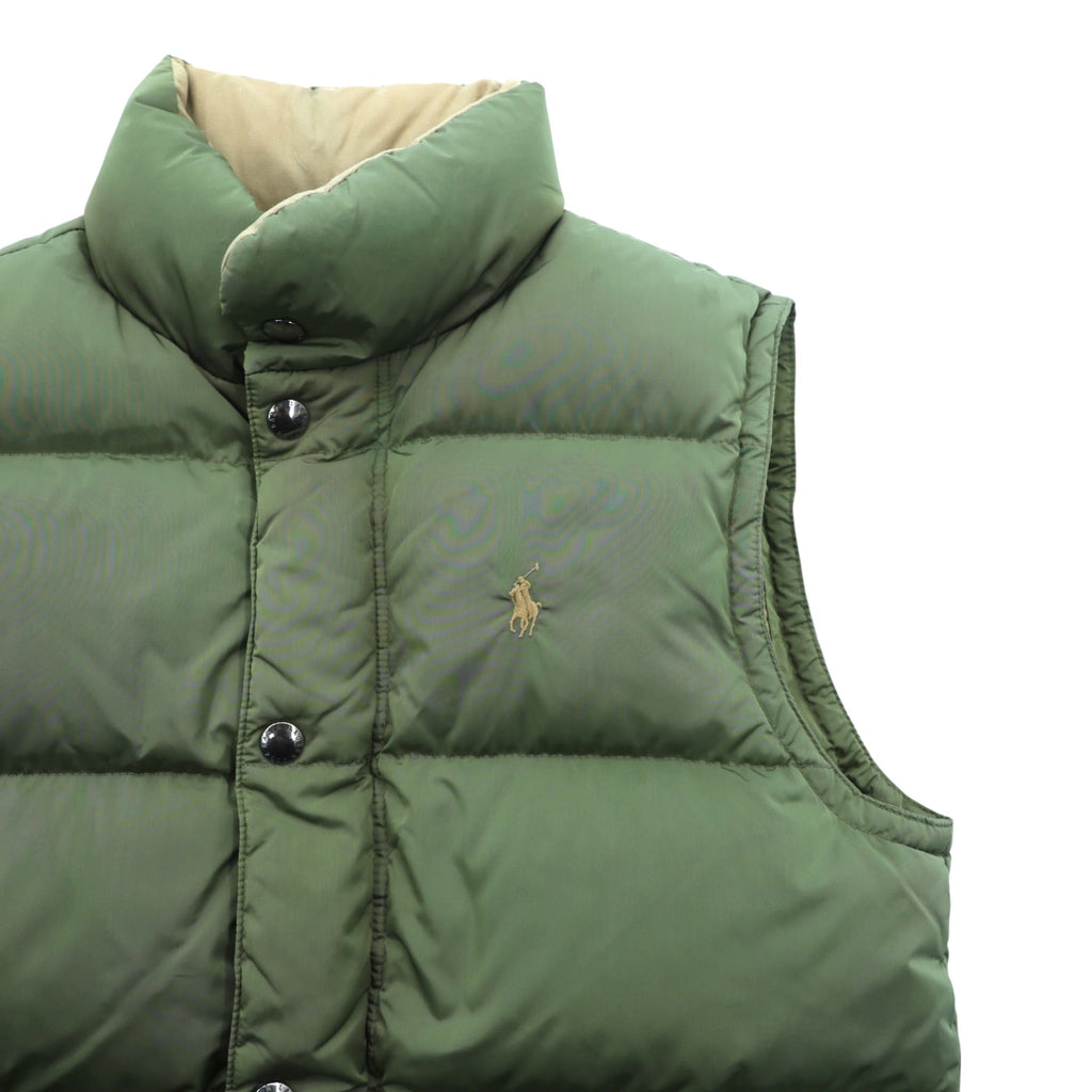 Polo Ralph Lauren 90年代 ナイロン ダウンベスト M カーキ スモールポニー ロゴ 刺繍