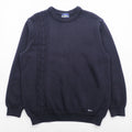 Le minor 90年代 フランス製 ヴィンテージ ニット セーター L ネイビー ケーブル編み