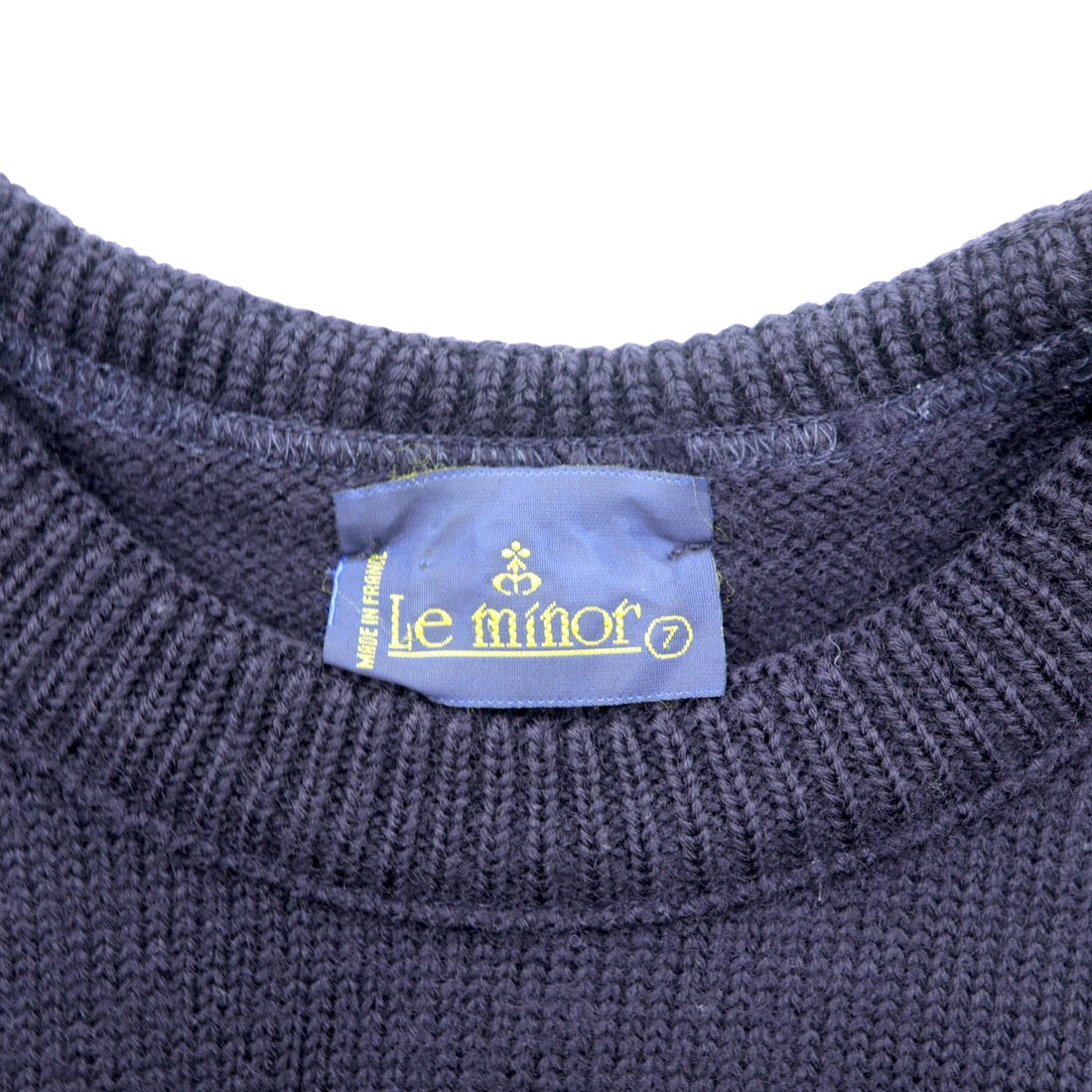 Le minor 90年代 フランス製 ヴィンテージ ニット セーター L ネイビー ケーブル編み