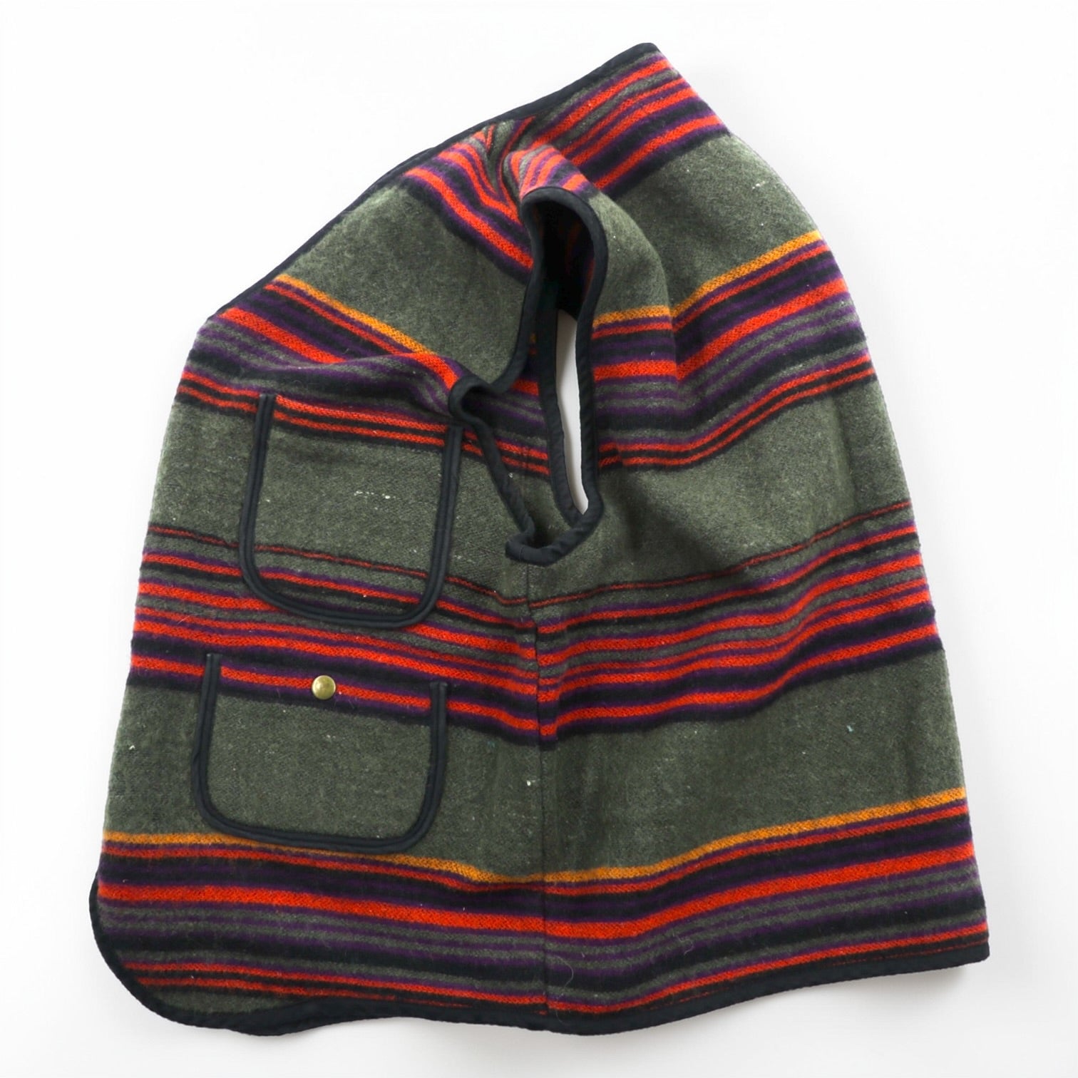 HIGH SIERRA 90年代 ヴィンテージ ツイード ジップアップ ベスト L ボーダー マルチカラー ウール アウトドア 4ポケット