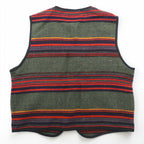 HIGH SIERRA 90年代 ヴィンテージ ツイード ジップアップ ベスト L ボーダー マルチカラー ウール アウトドア 4ポケット