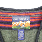 HIGH SIERRA 90年代 ヴィンテージ ツイード ジップアップ ベスト L ボーダー マルチカラー ウール アウトドア 4ポケット