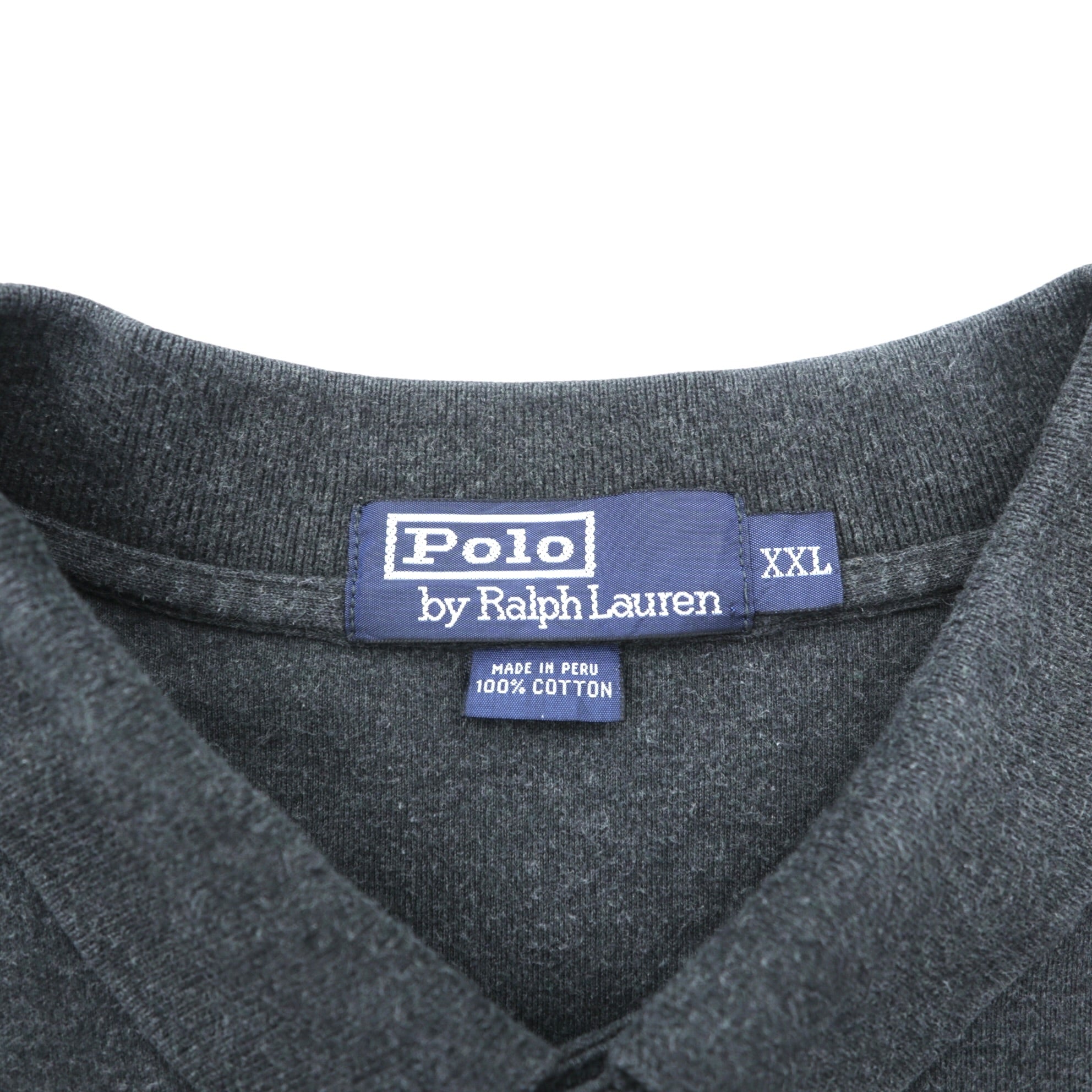 Polo Ralph Lauren 90年代 ポロシャツ ラガーシャツ 2XL グレー ペルー製 スモールポニー刺繍 ビッグサイズ