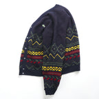 LACOSTE 80年代 フランス製 ヴィンテージ ニット カーディガン L フレンチラコステ フェアアイル柄