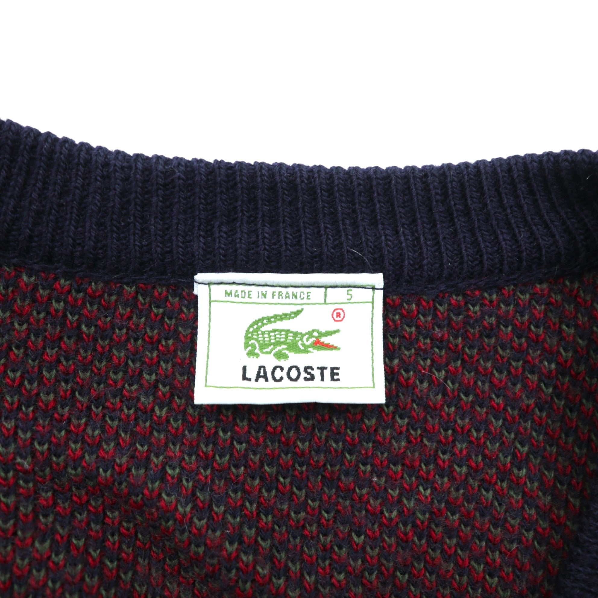 LACOSTE 80年代 フランス製 ヴィンテージ ニット カーディガン L フレンチラコステ フェアアイル柄