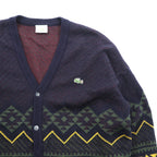 LACOSTE 80年代 フランス製 ヴィンテージ ニット カーディガン L フレンチラコステ フェアアイル柄