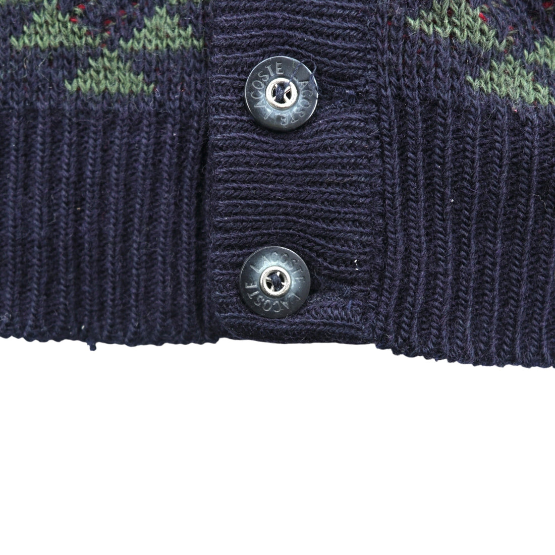 LACOSTE 80年代 フランス製 ヴィンテージ ニット カーディガン L フレンチラコステ フェアアイル柄