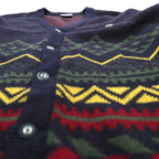 LACOSTE 80年代 フランス製 ヴィンテージ ニット カーディガン L フレンチラコステ フェアアイル柄