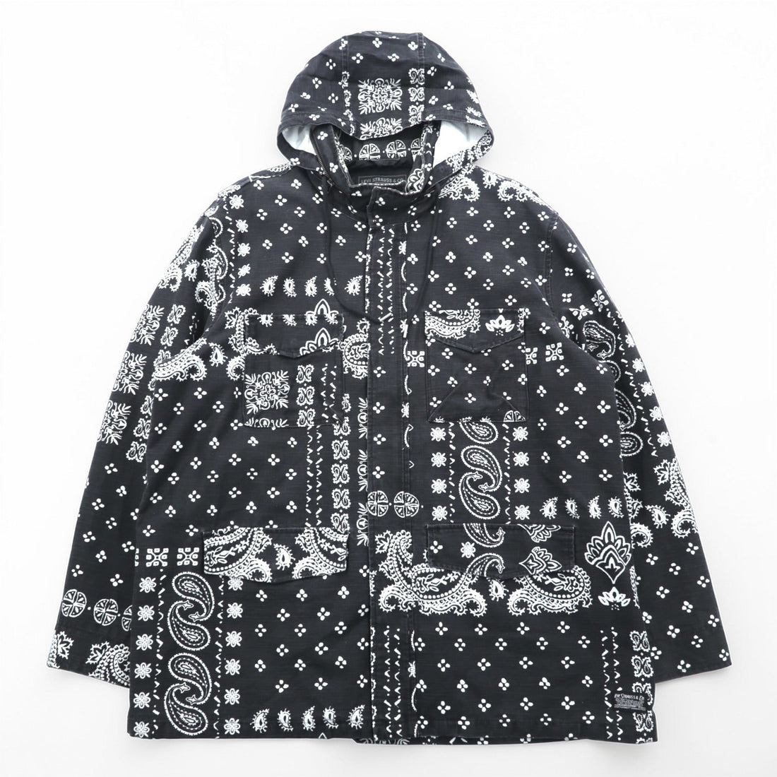 Levi's Field Coat Military Jacket XL Paisley Hood Stowaway KEARNY FIELD COAT BANDANA REMIX A4419-0003